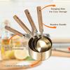 8 Pcs Stainless Steel Measuring Cups Spoons Wooden Handle Coffee Measuring Spoon Set Gold Measure Cup Baking Tools for Kitchen