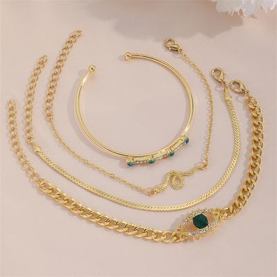 Charm Suit Ladies Wear It Fashion Bracelet Four-piece Women's Snake Bracelet Set Suitable for Daily Gathering and Party Wear Design Bohemian Style