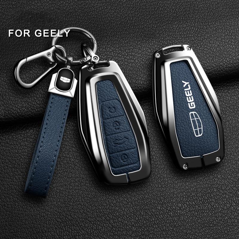 High Quality Zinc Alloy Goat Leather Car Key Case Cove for Geely Coolray X6 X7 EX7 Emgrand Global Hawk GX7 Remote Accessories