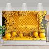 A Vibrant Background of Bees and Honeycomb Photography, Perfect for Party Decoration and Photo Booths, Bee Decoration