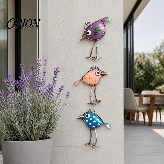 Blattmuster Vogel Dekoration 3 Stück Holzvögel Wandkunst Dekoration, Antike Hängedekorationen, Lustige Langbeinige Außenplastik, Boho Bauernhaus Dekorationen für Garten