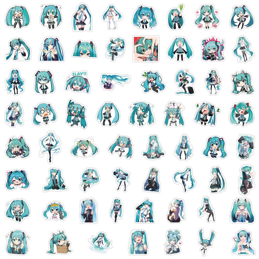 60 Anime Hatsune Miku Stickers: Waterproof Decorative Stickers for Water Bottles, Journals, and Notebooks