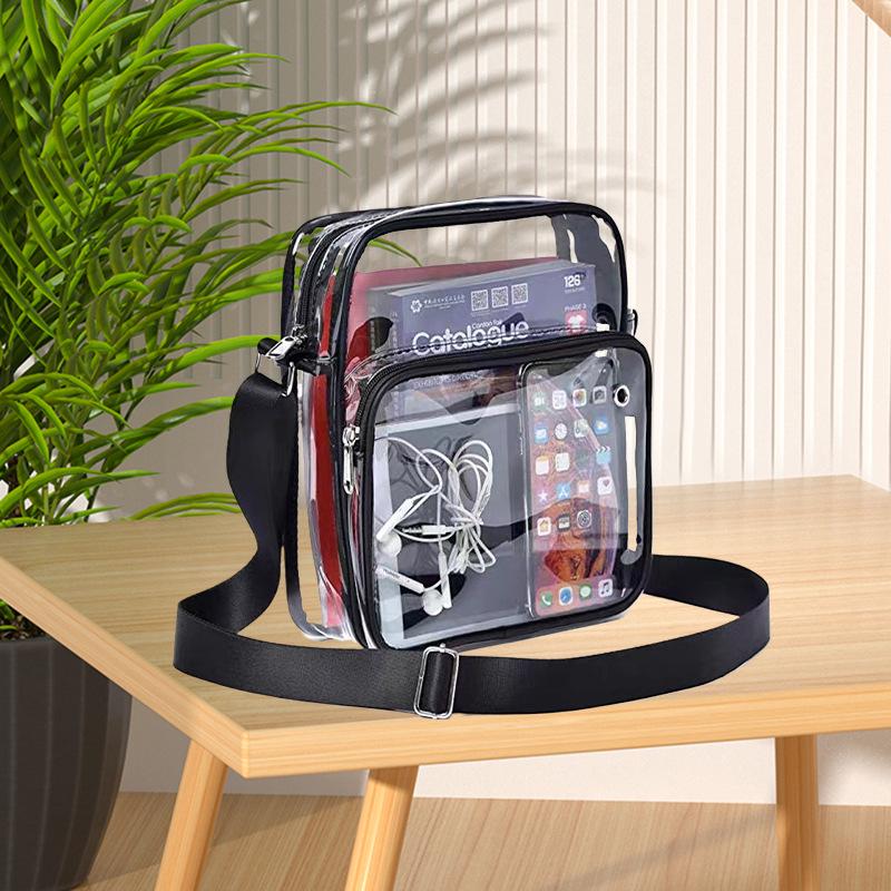 

PVC Transparent Crossbody Storage Bag with Adjustable Shoulder Strap - Large Capacity for Travel and Outings. 40 Silk (20.82*23.27*9.8cm)