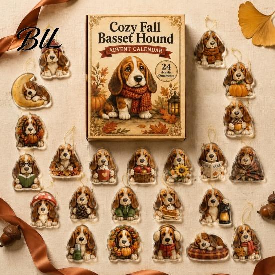 Colgantes Temáticos de Perros Calendario de Adviento 2026, Calendario de Cuenta Regresiva de Navidad de 24 Días con 24 Adornos Festivos para Amantes de Mascotas Cachorros Regalos Navideños,
