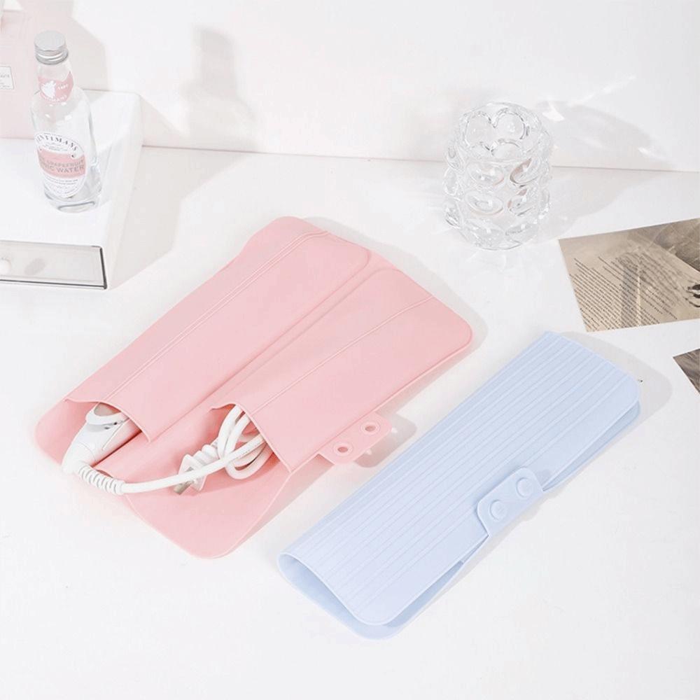 Flat Silicone Heat Resistant Mat Hairdressing Hair Straightener Storage Bag Anti-heat Pads  Travel