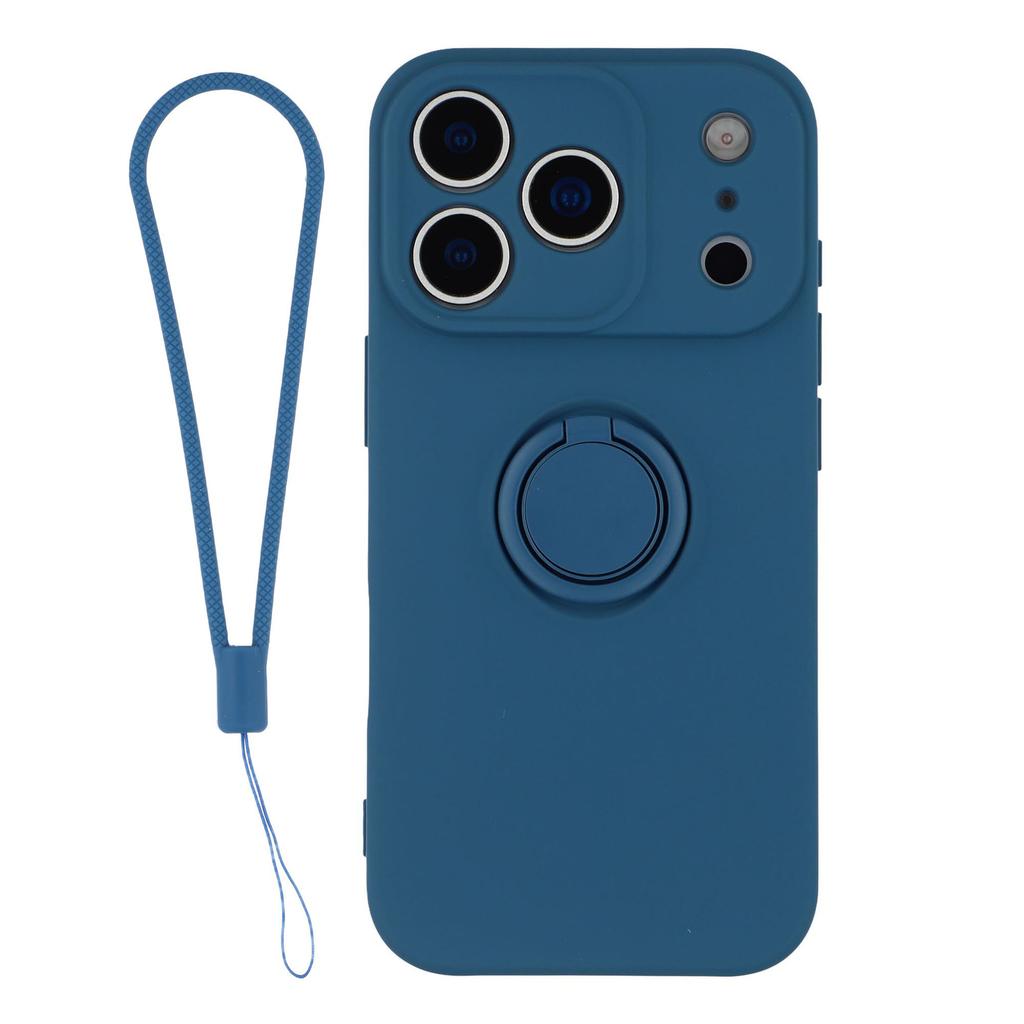 For iPhone 17 Pro Silicone Case with Strap Ring Kickstand Phone Cover