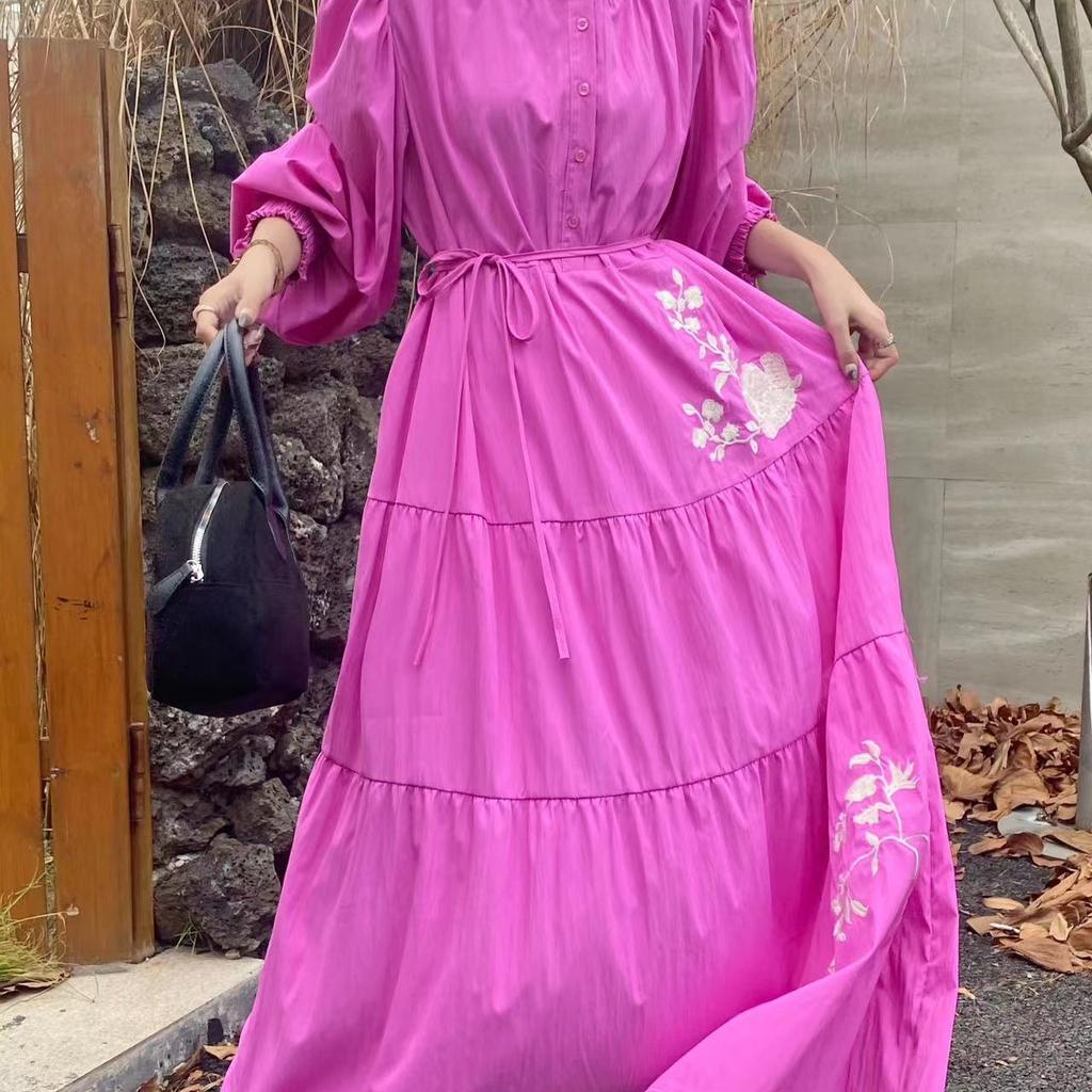 Jarní a podzimní nové etnické vyšívané šaty pro ženy volné šaty do A