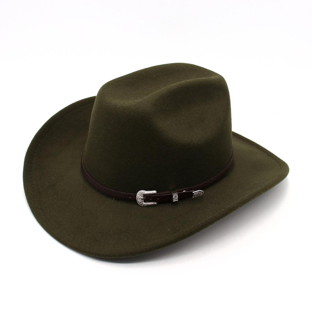 Top Hat Western Cowboy Hat Jazz Hat Retro Felt Hat Belt Wool Hat Men'S And Women'S