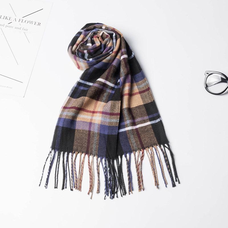 2024 Japanese-Style Plaid Scarf: Versatile Unisex Winter Shawl In Beige