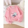 Sweatshirt Enfant Sweat à Col Rond pour Filles Présentant un Chat Mignon avec un Gâteau Et des Cœurs, Lavable en Machine