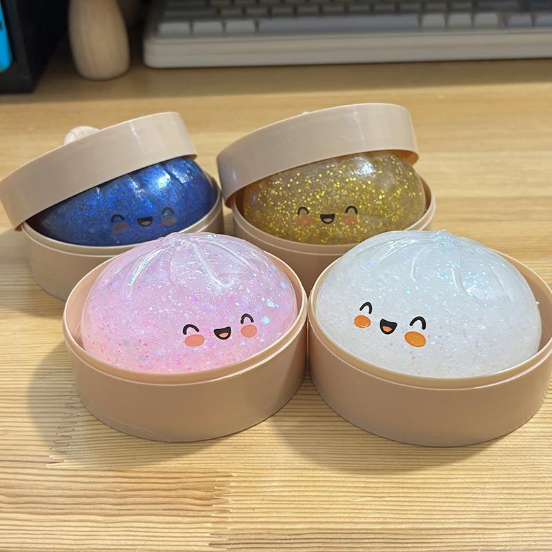 Glitzer-Knödel Squishy Stressball Spielzeug Knödel Anti-Stress Fidget Spielzeug Simulation Essen Squishies Weicher Knete-Ball zum Quetschen Geschenk