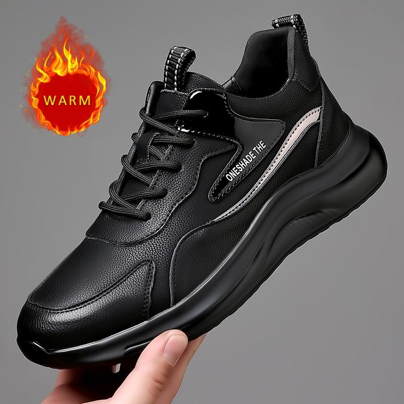 Thick Soled Sports Shoes Outdoor Hiking Shoes Men's Casual Shoes Winter Cotton Style Men's Genuine Leather Shoes Free Delivery