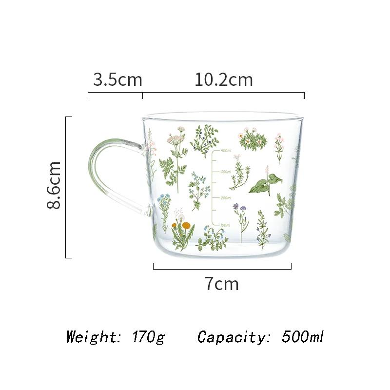 Glass Cup Women's Household Drinking Mug Heat-Resistant Milk Breakfast Coffe Cups Cute Girl Large-Capacity with Scale Mugs Gifts