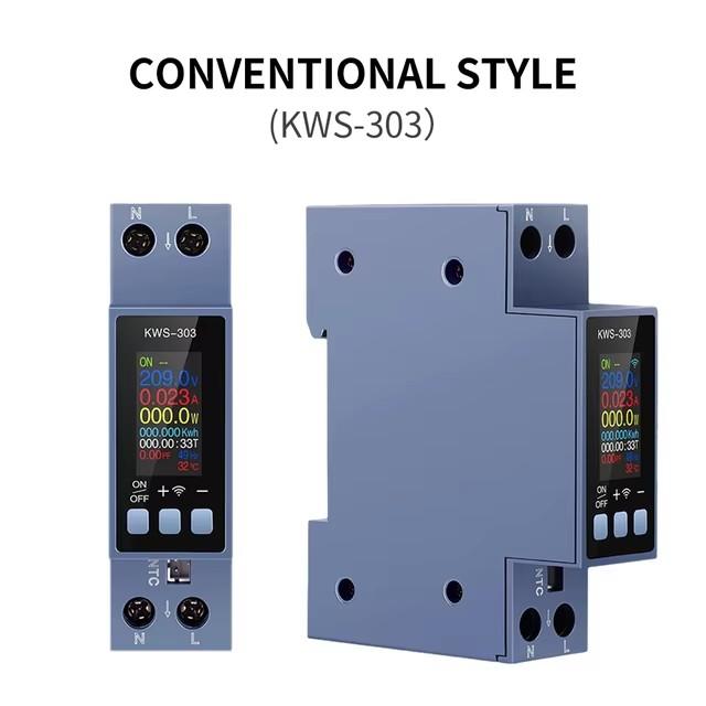KWS-303 40A Tuya Intelligente WIFI Smart Switch LED Contatore di energia Kwh Curva di Tensione Amperometro Vita intelligente APP