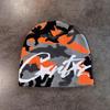 American Vintage Letter Camo Knit Beanie Winter Warm Streetwear Men Women