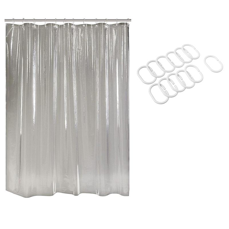 

1pc PEVA Shower Curtain with 12 Rings, Non-Toxic Rust-Proof Grommets Frosted Heavy Duty 72x72 inch Bathroom Accessory