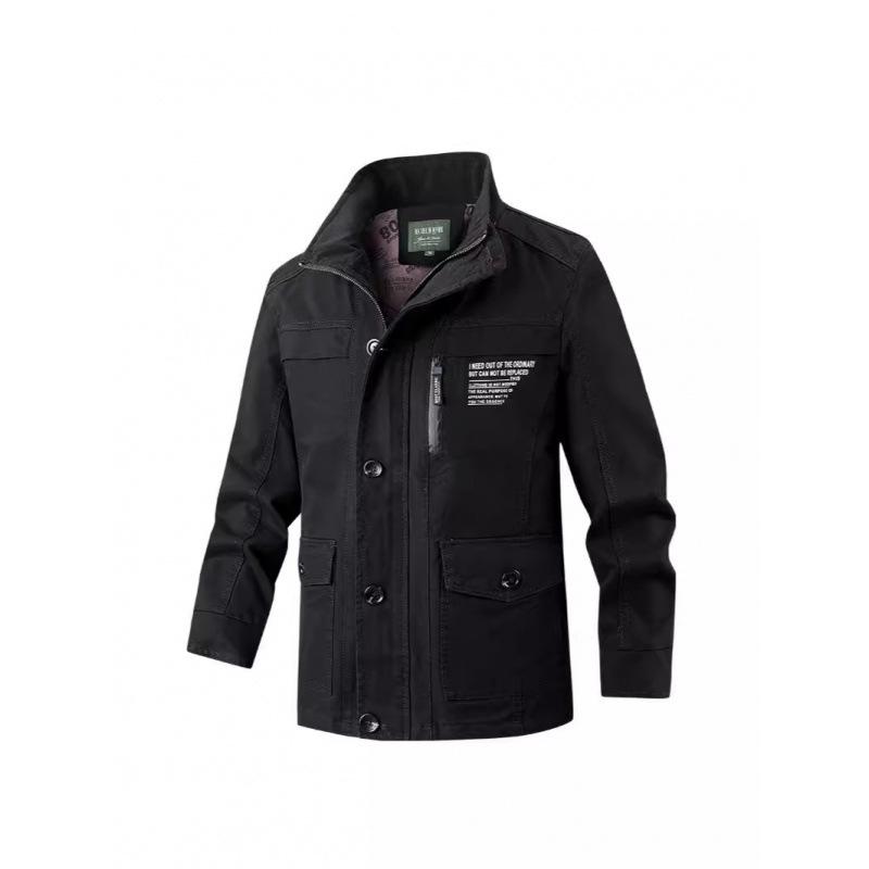 Jacket Men's Spring and Autumn Jacket Casual Sports Lapel Trench Coat Korean Version Trendy Multi-pocket Pure Cotton Jacket