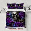 3pcs Skull And Rose Bedding Sets 3D Printed Gothic Skull With Purple Roses Duvet Cover Sets With Pillowcases No Filling