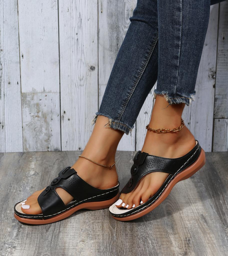 Wish2025 Plus-size Slippers Women's 2025 Summer New European and American Fashion Slip-toe Casual Mom Shoes In Stock