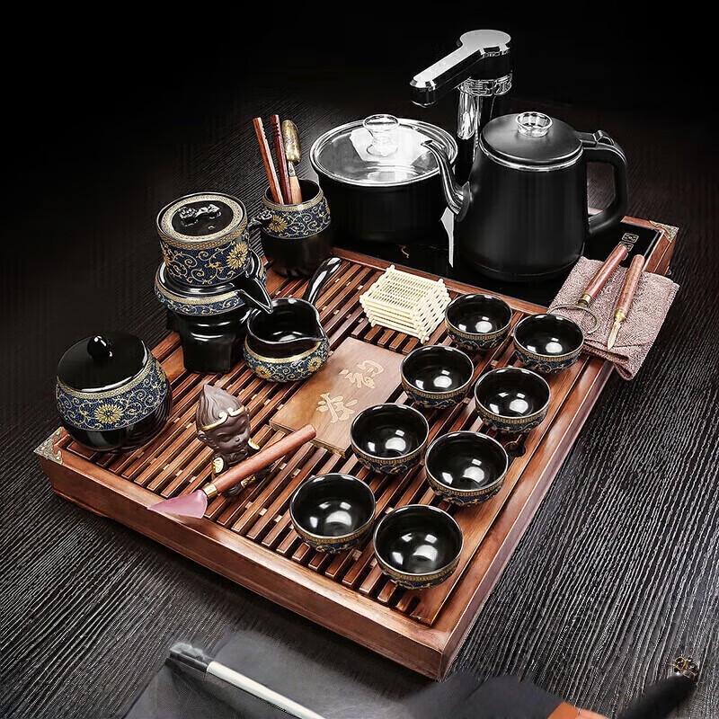Automatic Ceramic Tea Set with Integrated Kettle & Tea Tray