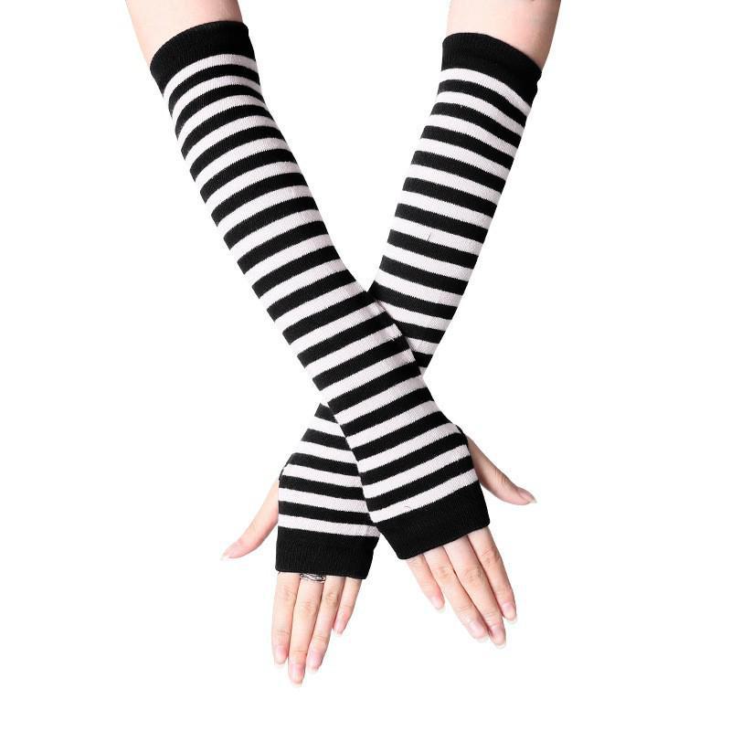 Korean Style Women's Long Fingerless Wool Gloves - Cute Half-Finger Design for Autumn and Winter