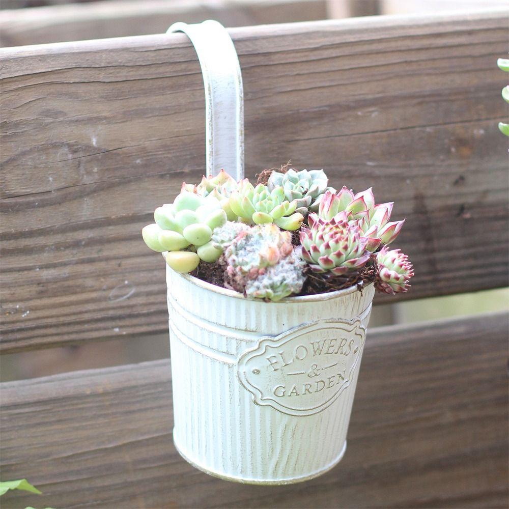 Wall Mounted Hanging Flowerpot Black White Iron Garden Flower Pot Home Decoration Detachable Hook Hanger Box Planter