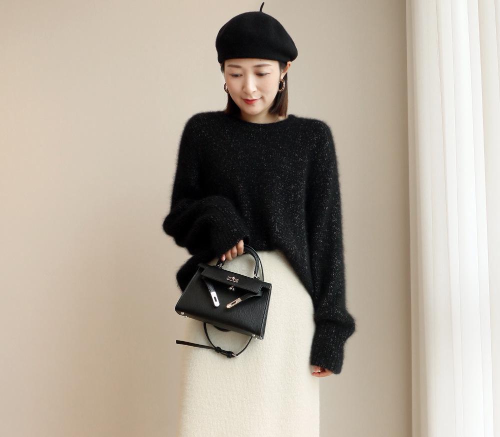 2024 Autumn/Winter Women's Bodycon Knitted Midi Skirt - Temperament Style with Slit