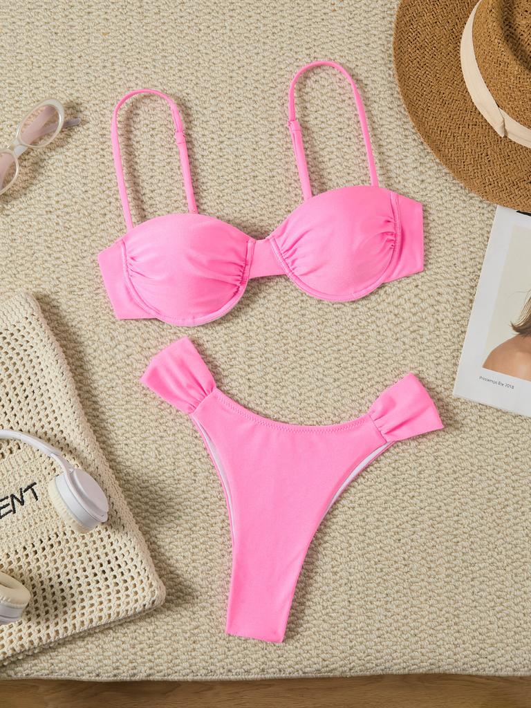Neuer Bikini sexy einfarbiger Badeanzug Damen geteilter Badeanzug Damen Bikini