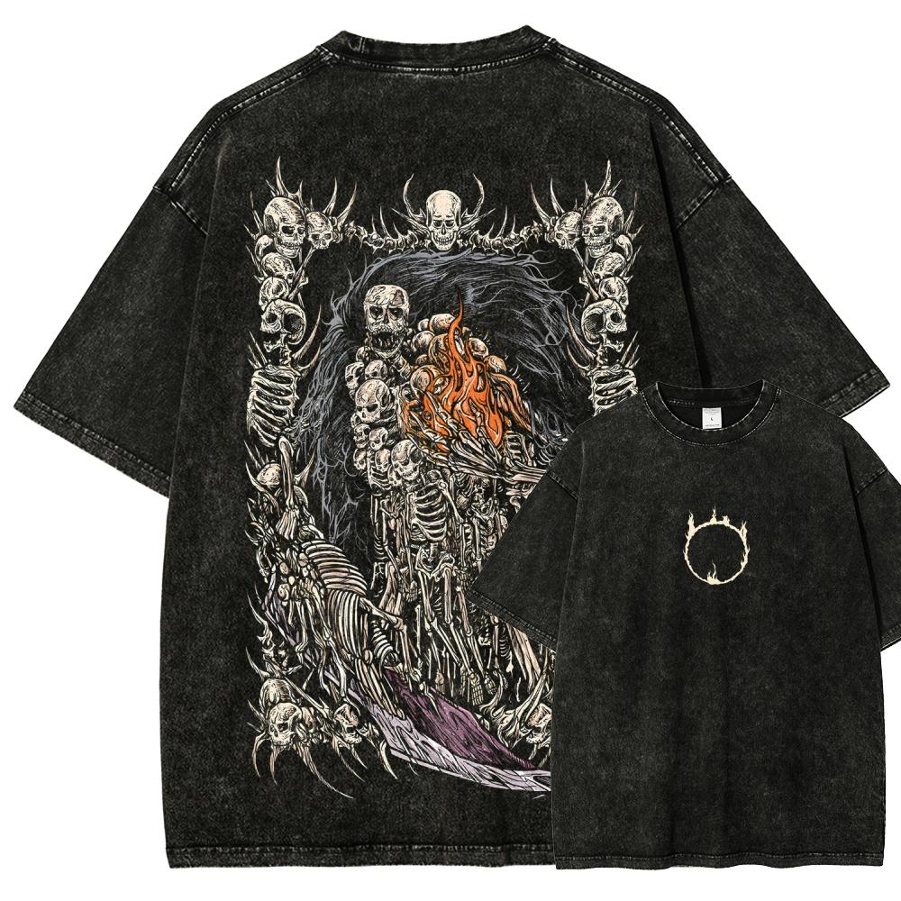 

Classic Action Roleplaying Game Dark Souls Graphic Print TShirt Men Women Retro Washed Cotton Loose Oversized Top Summer Tee S