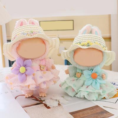 Doll Clothes for 17cm La Bubu 2-Piece Set Hair Clip Floral Dress