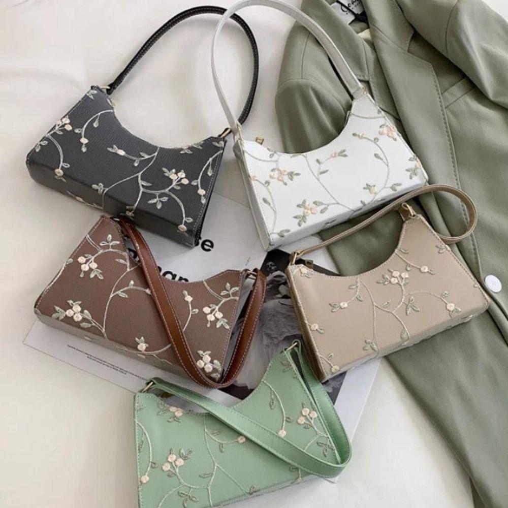 Flower Embroidery Small Handbag Women Underarm Bag Shoulder Bags Mini Messenger Bags Korean Handbag