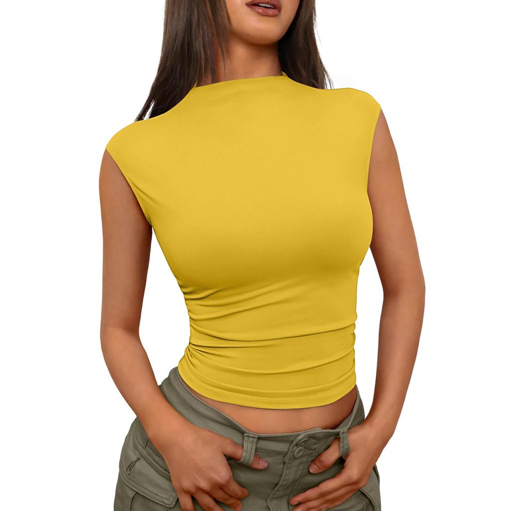 Damenmode Lässig Schlank Ärmellos Bottoming Shirt Oberbekleidung Top