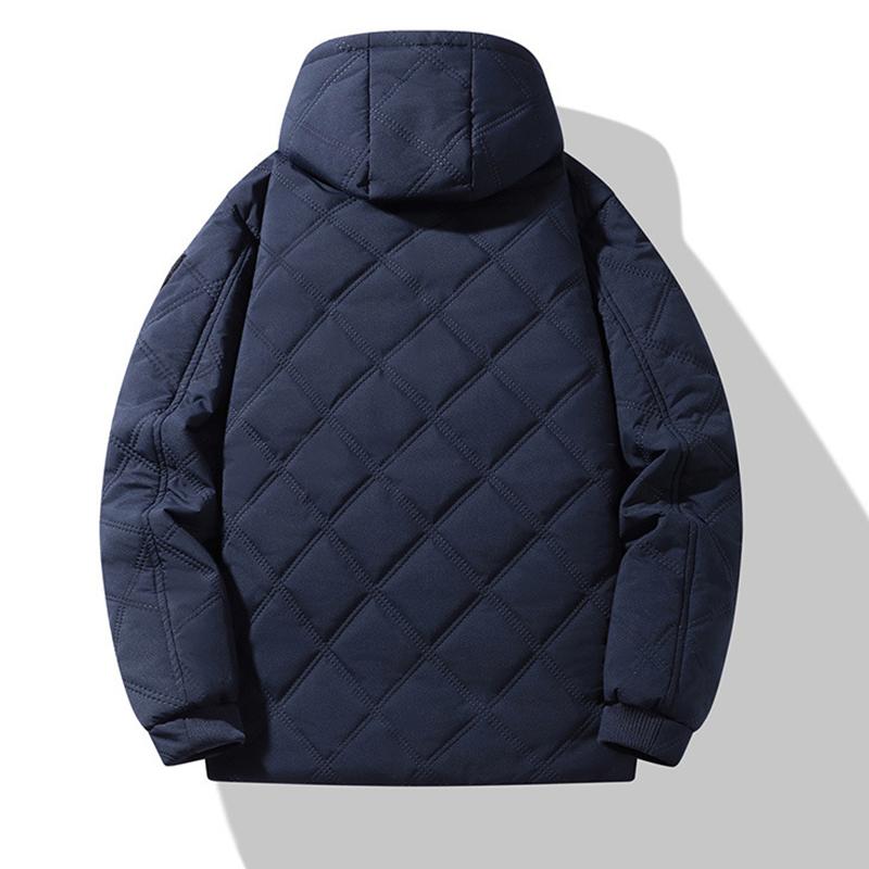 Men’s Winter Coats Windproof Hood Cotton Jackets Fleece Lined Quilted Thicken Parka Snow Coat Ski Outdoor Wear Oversized Outwear