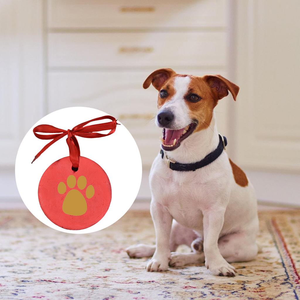Köpek Pati İzi Hatıra Kiti 2'li Paket Kil Süs Evcil Hayvanlar İçin Vitrinler ve Kişiselleştirme Aletleri İçerir