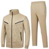 Set Cardigan cu Guler Înalt de Primăvară și Toamnă pentru Îmbrăcăminte Sport de Alergare pentru Bărbați, Set Două Piese Hanorac Bloc de Culoare Mătase Sud-Coreeană