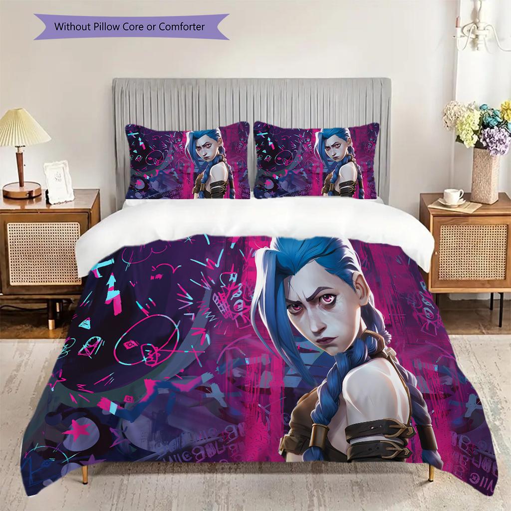 Fantasy Warriors Emblem Bedding (1 * duvet cover + 2 * pillowcase, without core) 2D Flat Duvet cover and pillowcase Soft and comfortable Bedding set