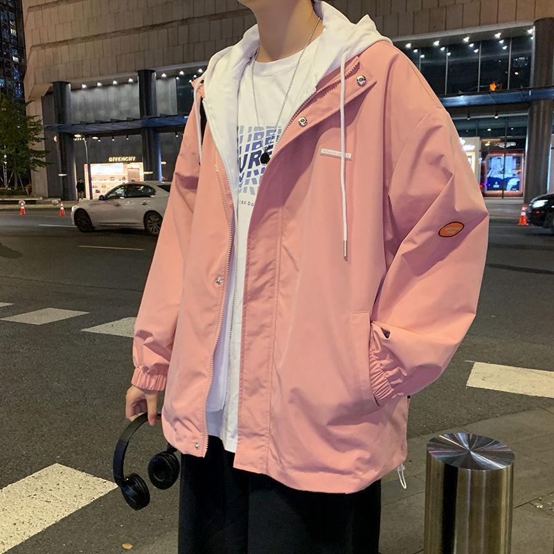 Fake Two-piece Jacket Fat Man Ins Handsome Hooded Jacket Men's Spring and Autumn Korean Version Large Size Loose Student Clothes