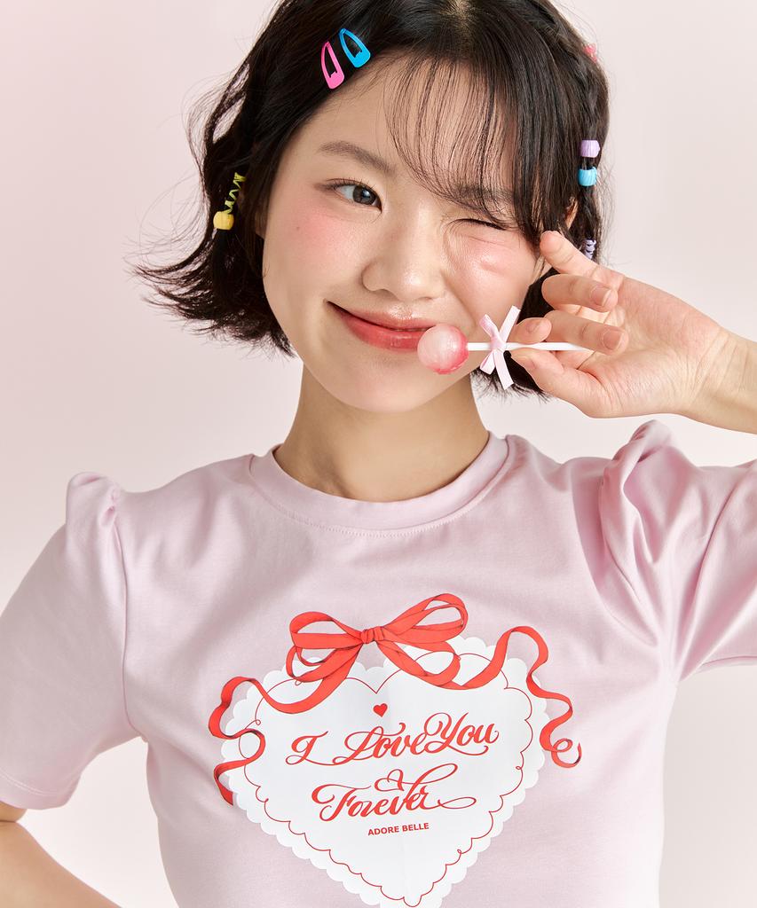 ADOREBELLE Red Heart T-Shirt - Pink