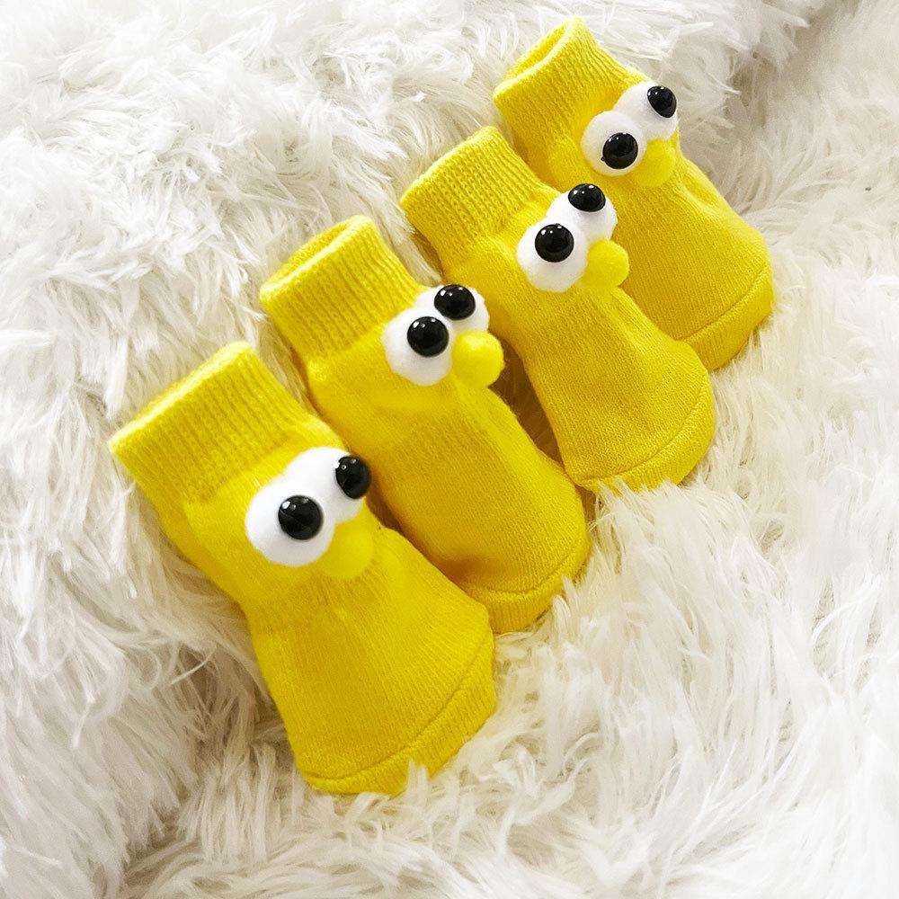 

4 шт. Милі шкарпетки для домашніх тварин, собак, з принтом, протиковзкі, для котів, цуценят, взуття, захист лап, товари для малих порід, шпіц, йорк, чихуахуа L