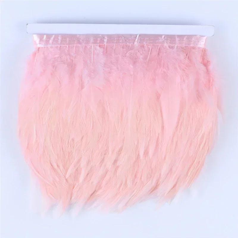 FeatherColored Pheasant Feathers On Tape Trim Fringe White Black Rooster Chicken Feather Skirt Trims Clothes Ribbon Sewing Handicrafts