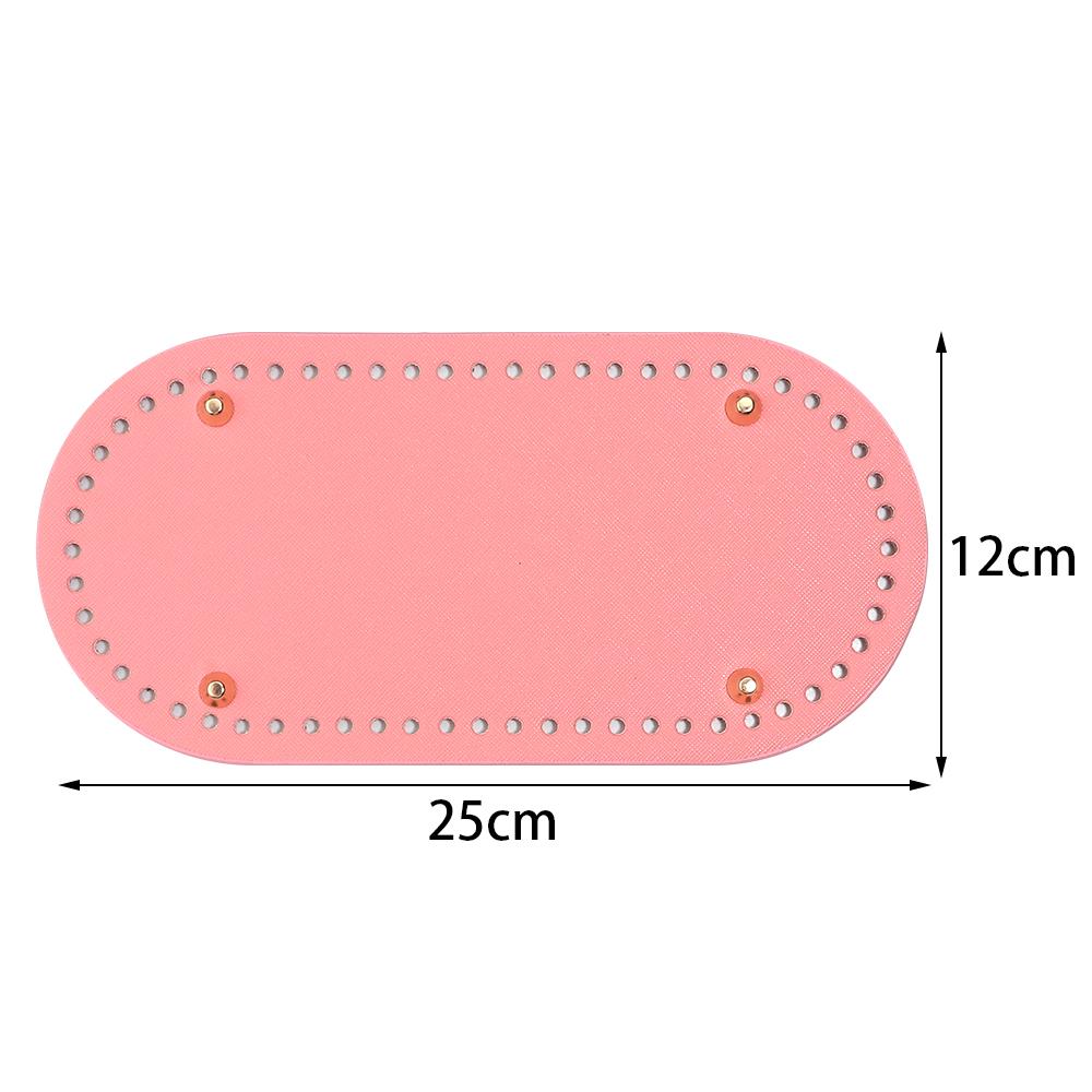 Pink Oval Round Bottom Long PU leather Bag Base With Holes For DIY Handmade Knitted Crochet Bags Universal Bottom Accessories