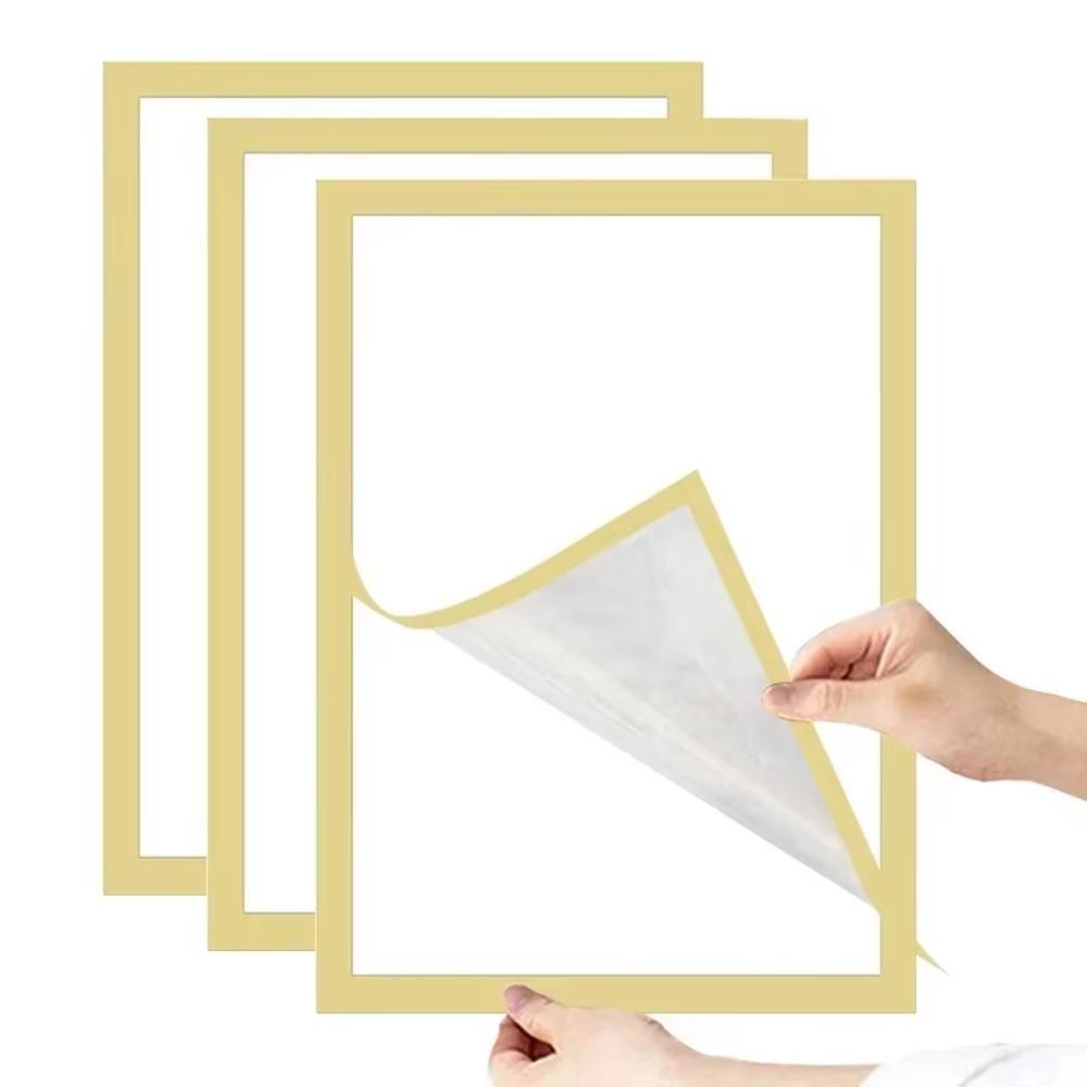 

3 шт. Квадратная магнитная рамка для фотографий Портативная рамка для постеров и фотографий Держатель для документов Рамка для демонстрации Дверь A6 золотой