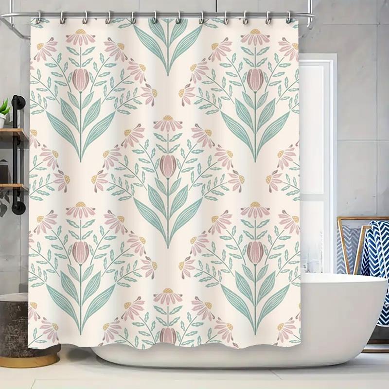 

Vibrant Watercolor Print Shower Curtain Green Pink Red White Modern Abstract Design Fabric Waterproof Bathroom Decor Hanging Set W60H190(CM)-1 Pcs