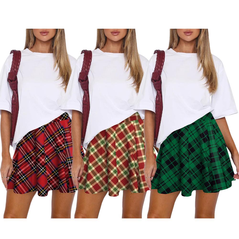 European & American Style Plaid Pleated Milk Silk Cheerleader Skirt