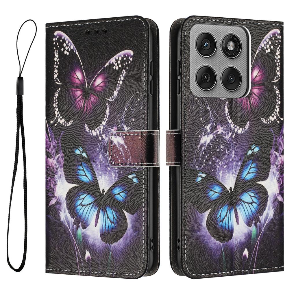 For Motorola Edge 60 Pro 5G Wallet Case Pattern Printing PU Leather Phone Cover with Lanyard