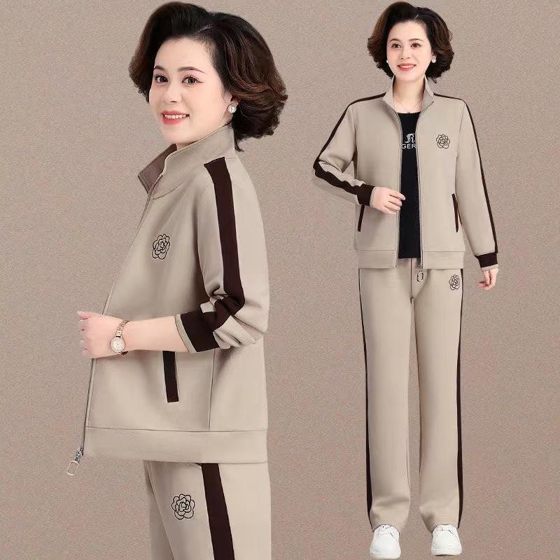 Damski dres sportowy na wiosnę i jesień, Modna bluza odmładzająca, Stylowa kurtka, Casualowy zestaw dwuczęściowy
