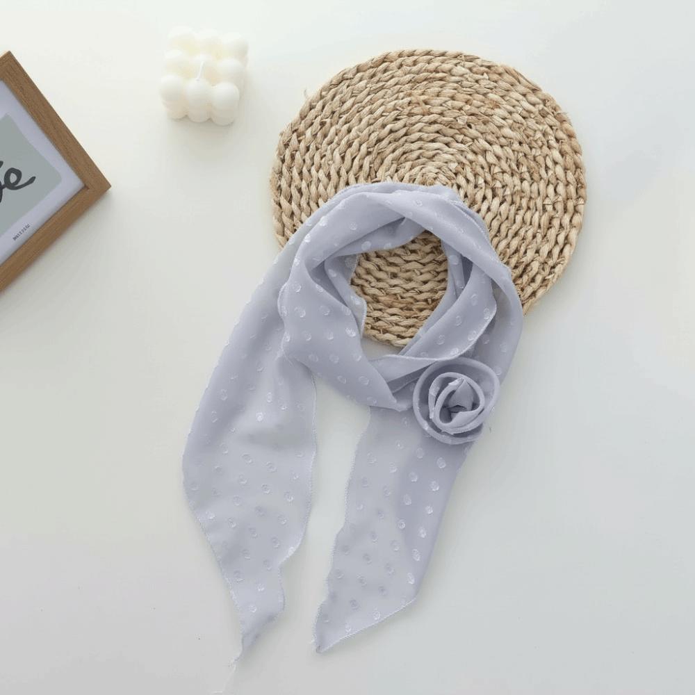 

Rose Decor Chiffon Scarf Thin Material Neck Scarf Elegant Long Scarf Spring Season