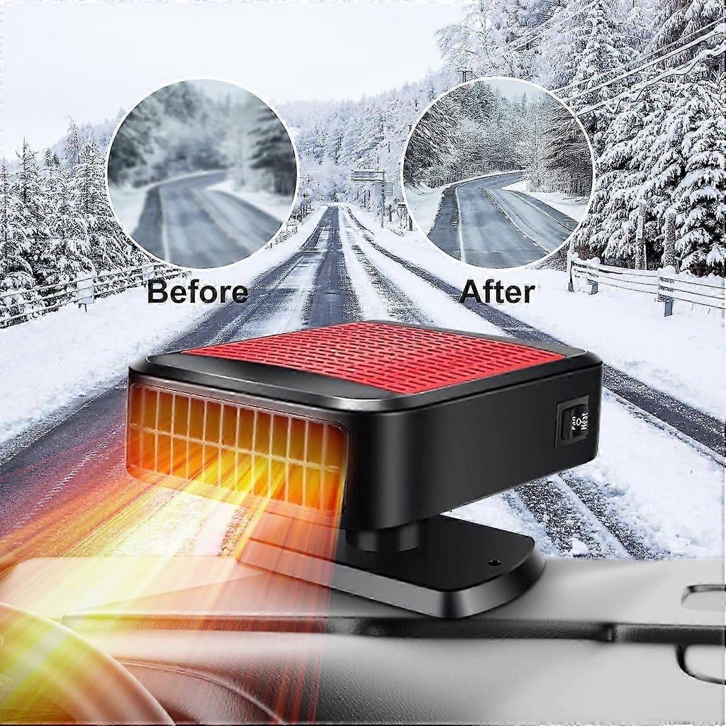 12V Portable Car Heater, 200W Fast Heating Defroster 2 in 1 Automobile Windshield Fast Heaters Car Heater That Plugs into Cigarette Lighter for Car, S