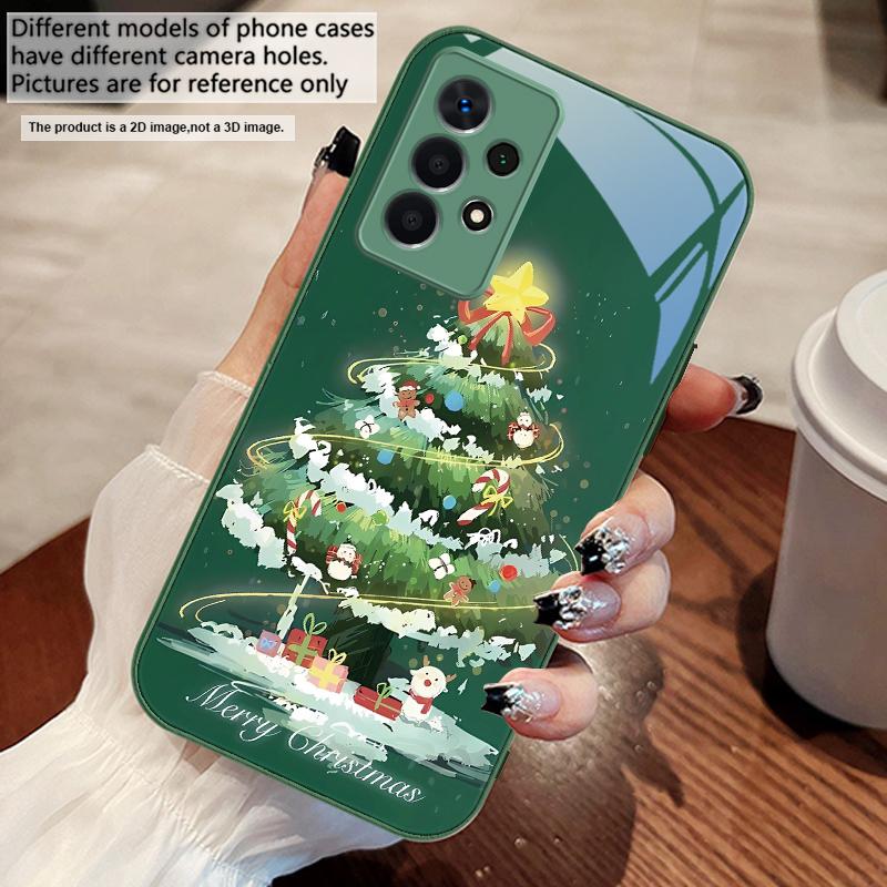 Decorated Christmas Tree For Samsung A73 72 71 A70 56 55 54 A53 52 51 50 42 A35 A34 33 32 31 26 25 24 23 22 30 glass phone case