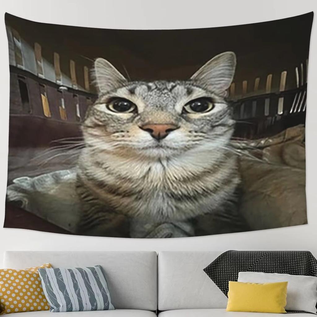 Realistic Cat Wall Tapestry Animal Art Print Home Decor For Bedroom Living Room Pet Lover Gift Boho Style Hanging Decoration
